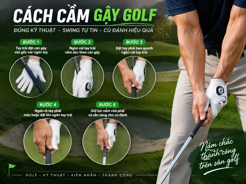 Grip đúng giúp golfer kiểm soát mặt gậy, hướng bóng và tạo cú swing ổn định hơn.